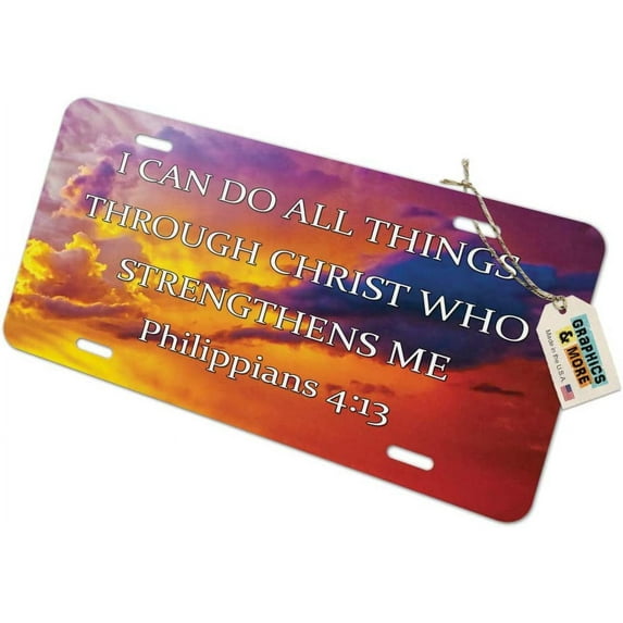 Graphics and More I Can Do All Things Through Christ Who Strengthens Me - Religious Christian Novelty Metal Vanity License Tag Plate