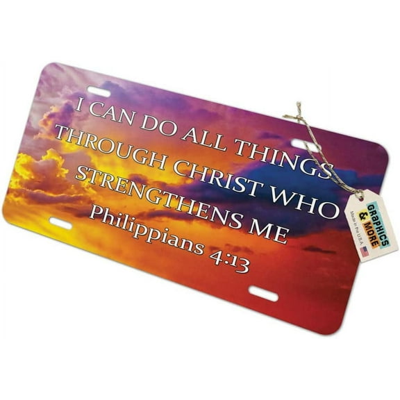 Graphics and More I Can Do All Things Through Christ Who Strengthens Me - Religious Christian Novelty Metal Vanity License Tag Plate