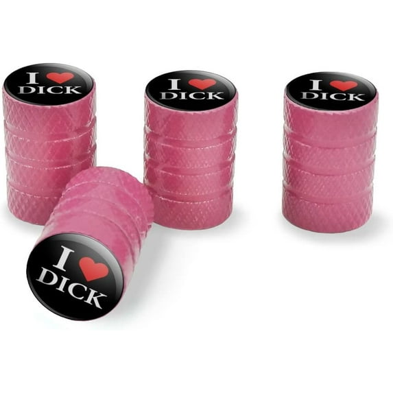 Graphics and More I Love Dick Heart Tire Rim Wheel Aluminum Valve Stem Caps Pink