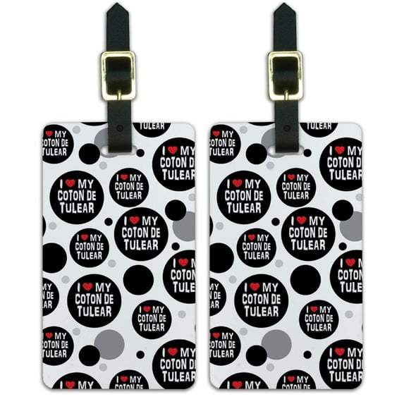 Graphics and More I Love My Coton De Tulear Stylish Luggage Suitcase Carry-On ID Tags Set of 2