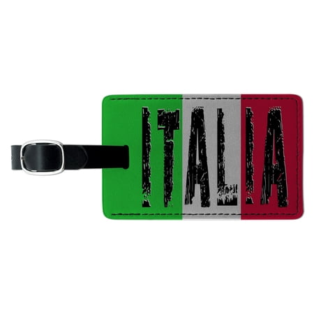 Graphics and More Italia - Italy Italian Flag Rectangle Leather Luggage ID Tag