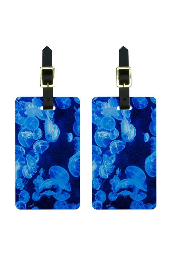 Jellyfish - Blue Jelly Fish Ocean Underwater Luggage Tag Set