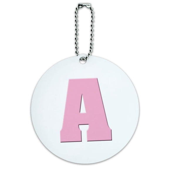 Graphics and More Letter A Initial Baby Girl Block Font Pink Shower Round ID Card Luggage Tag