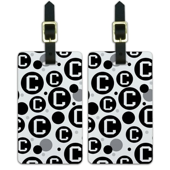 Graphics and More Letter C Initial Black White Luggage Suitcase Carry-On ID Tags Set of 2