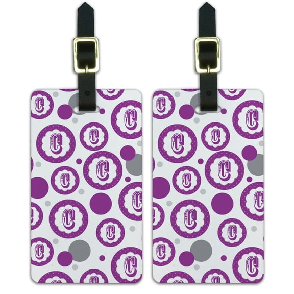 Graphics and More Letter C Initial Flower Purple Luggage Suitcase Carry-On ID Tags Set of 2