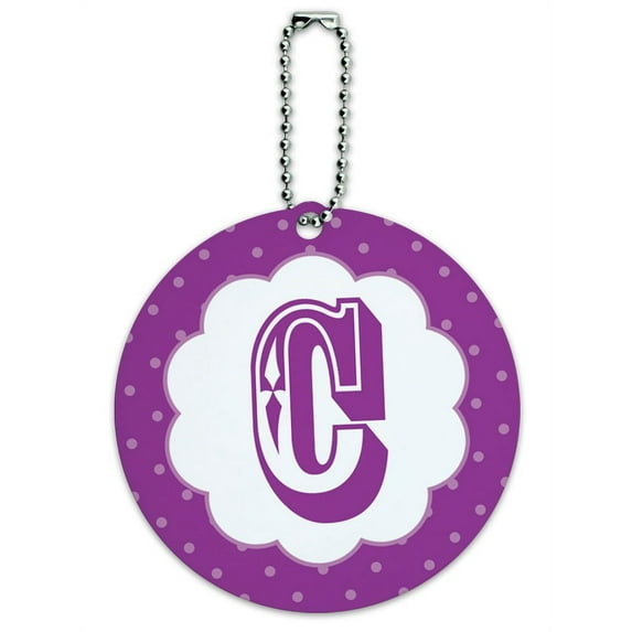 Graphics and More Letter C Initial Flower Purple Round ID Card Luggage Tag