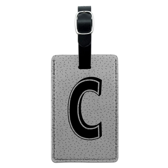 Graphics and More Letter C Initial Sprinkles Black White Rectangle Leather Luggage ID Tag