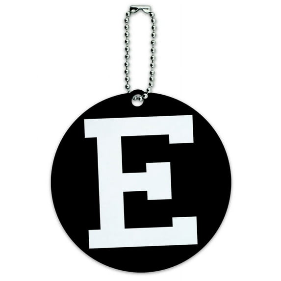 Graphics and More Letter E Initial Black White Round ID Card Luggage Tag
