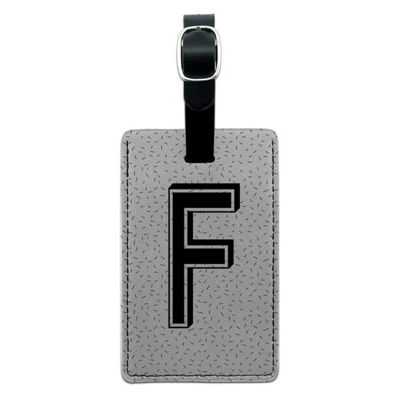 Graphics and More Letter F Initial Sprinkles Black White Rectangle Leather Luggage ID Tag