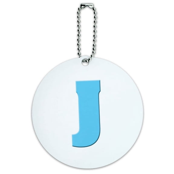Graphics and More Letter J Initial Baby Boy Block Font Blue Shower Round ID Card Luggage Tag