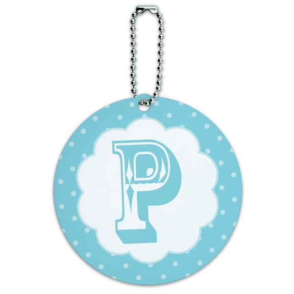 Graphics and More Letter P Initial Flower Blue Round ID Card Luggage Tag