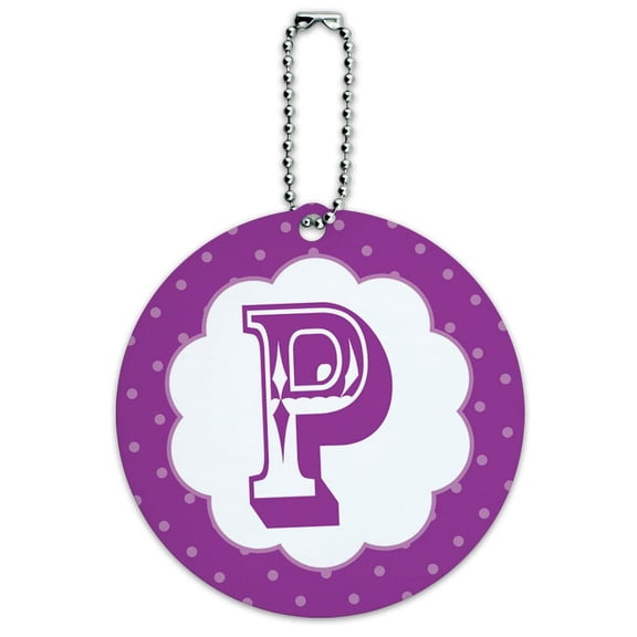 Graphics and More Letter P Initial Flower Purple Round ID Card Luggage Tag