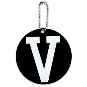 Graphics and More Letter V Initial Black White Round ID Card Luggage Tag