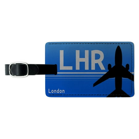 Graphics and More London United Kingdom - Heathrow (LHR) Airport Code Rectangle Leather Luggage ID Tag