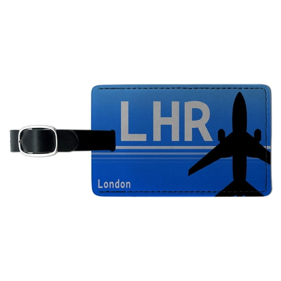 Graphics and More London United Kingdom - Heathrow (LHR) Airport Code Rectangle Leather Luggage ID Tag