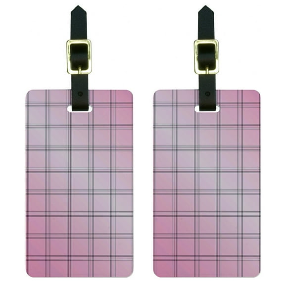 Graphics and More Mad for Plaid Pink Luggage Tag Set