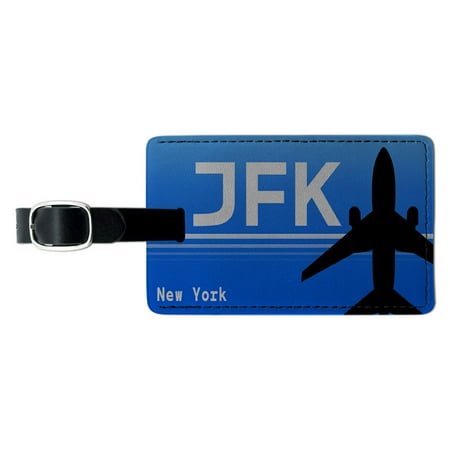 Graphics and More New York NY - Kennedy (JFK) Airport Code Rectangle Leather Luggage ID Tag
