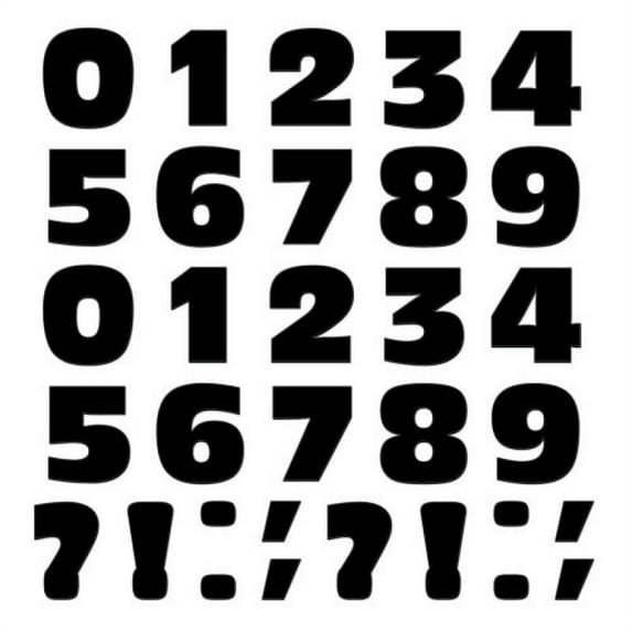 Graphics and More Numbers Punctuation Novelty Gift Locker Refrigerator Vinyl Magnet Set, Black