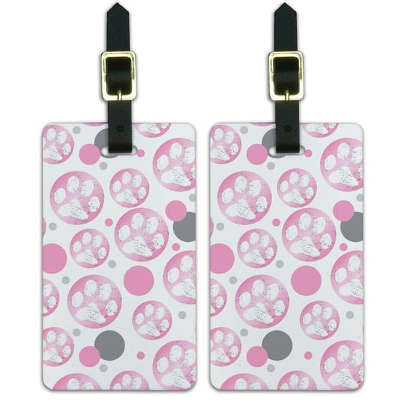 Graphics and More Paw Print Distressed Pink Luggage Suitcase Carry-On ID Tags Set of 2