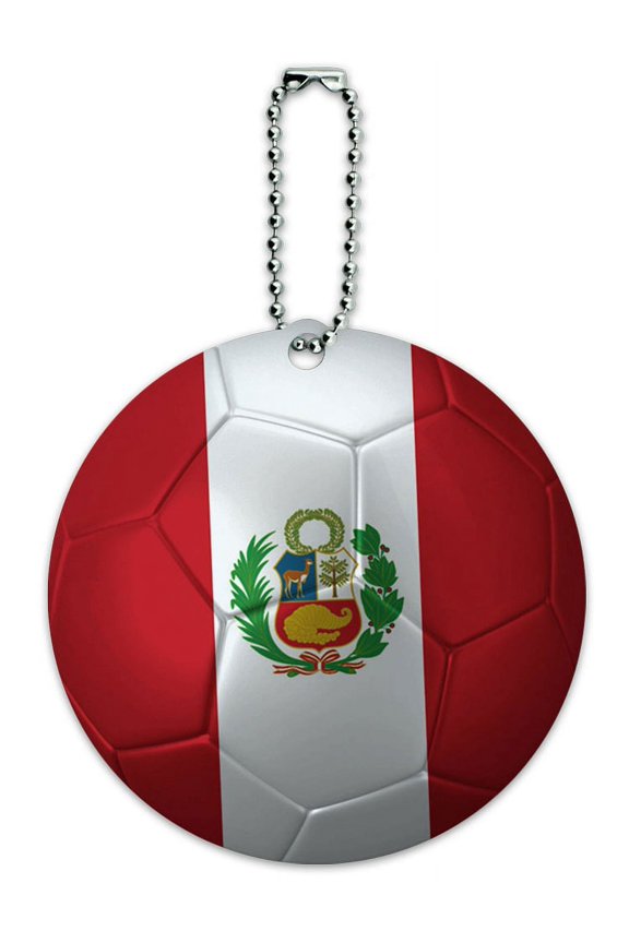 Peru with Seal Flag Soccer Ball Futbol Football Round ID Card Luggage Tag
