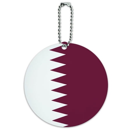 Graphics and More Qatar National Country Flag Round ID Card Luggage Tag