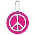 thumbnail image 1 of Graphics and More Rounded Peace Sign Symbol Pink Round ID Card Luggage Tag, 1 of 1
