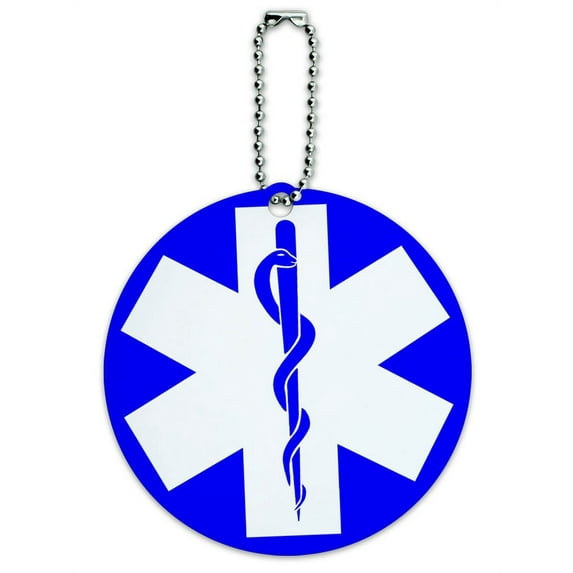 Graphics and More Star of Life Medical Health EMT RN MD Round ID Card Luggage Tag