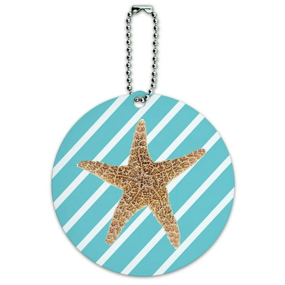 Graphics and More Starfish Fun Tropical Beach Birthday Wedding Round ID Card Luggage Tag