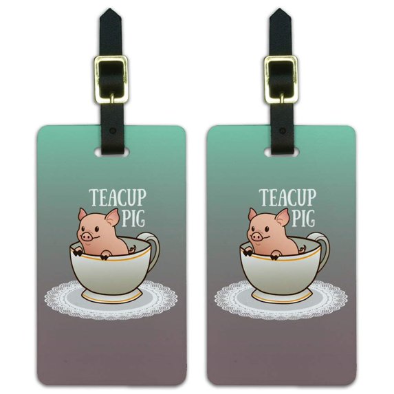 Graphics and More Teacup Pig Luggage ID Tags Suitcase Carry-On Cards - Set of 2