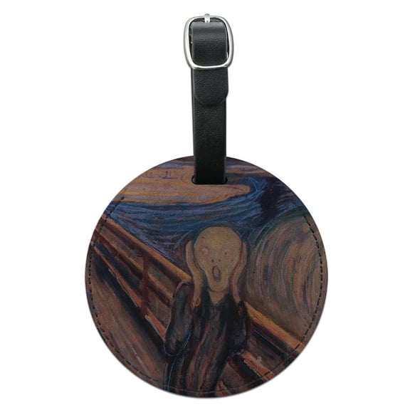 Graphics and More The Scream Edward Munch Round Leather Luggage ID Bag Tag