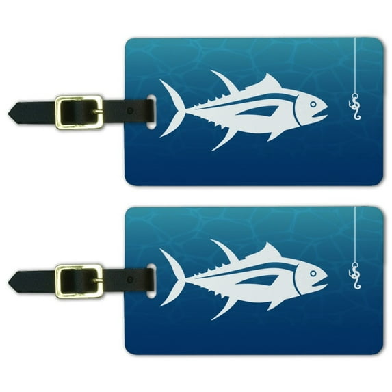 Graphics and More Tuna Fish Fishing Fisherman Luggage ID Tags Suitcase Carry-On Cards - Set of 2