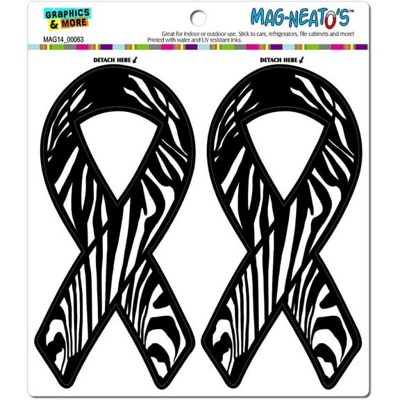 Zebra Print Support Awareness Ribbon MAG-NEATO'S(TM) Car/Refrigerator Magnet Set