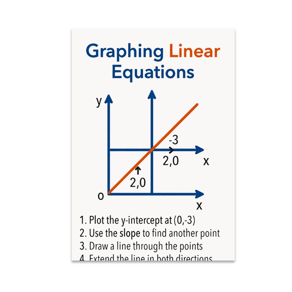 Graphing Linear Equations Wall Diagram - Math Enthusiast - 13x19 Poster Print