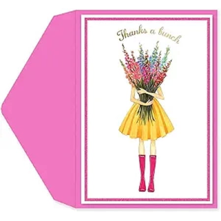 Graphique Thanks a Bunch Thank You Card - Blank Inside - Show Appreciation - Fashionable and Fun - Glitter Accents - Family and Friends - Color-Coordinated Envelope - 5" x 7" (Single Card)