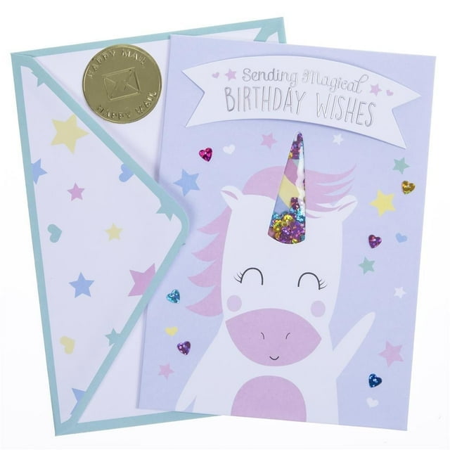 Graphique Unicorn Handmade Birthday Card | Cute and Happy Greeting | Daughter, Granddaughter, Girl, Kid | Color-Coordinated Envelope | 5" x 7"