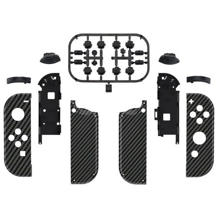 Graphite Carbon Fiber Patterned Replacement Housing w/Full Set Buttons for Nintendo Switch/OLED Joycon