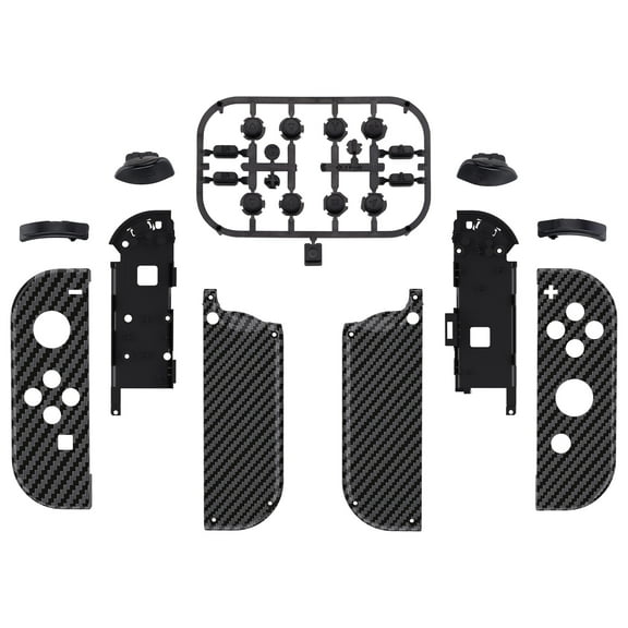 Graphite Carbon Fiber Patterned Replacement Housing w/Full Set Buttons for Nintendo Switch/OLED Joycon