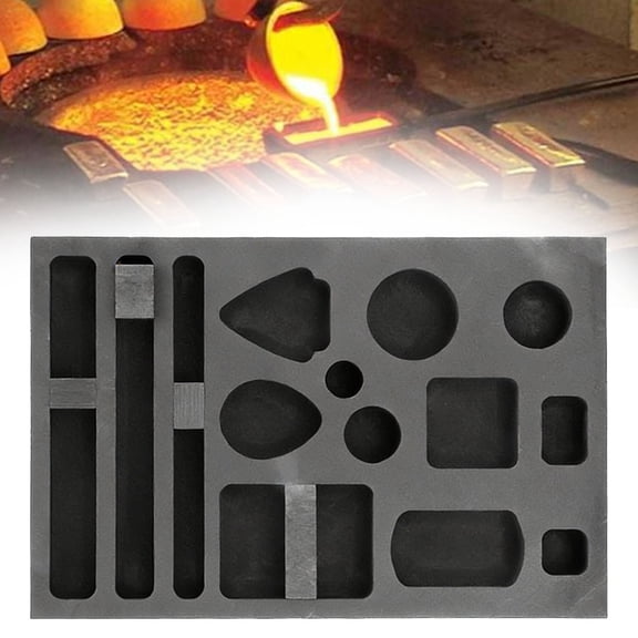 Graphite Casting Mold, DIY Melting Refining Tool for Gold Silver Copper Brass Aluminum Ingot and Ornament Making
