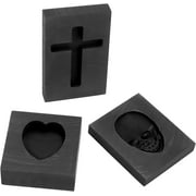 Graphite Casting Mold Set, 3 Pcs Skull, Cross & Heart Casting Ingot Mold, Metal Refining Scrap Mold, for Smelting Metal Brass Copper Aluminum Zinc Gold