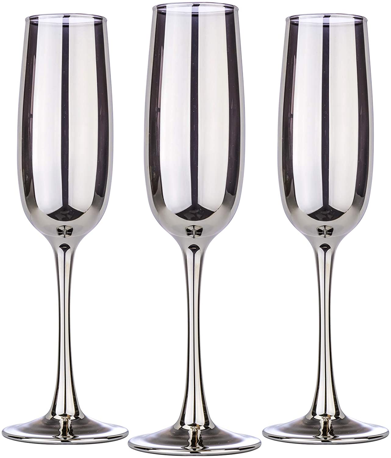Graphite Collection Elegant and Modern Crystal Champagne Flutes Set for Hosting Parties and Events - Set of 3, 6 oz Champagne Flutes, 175 ml