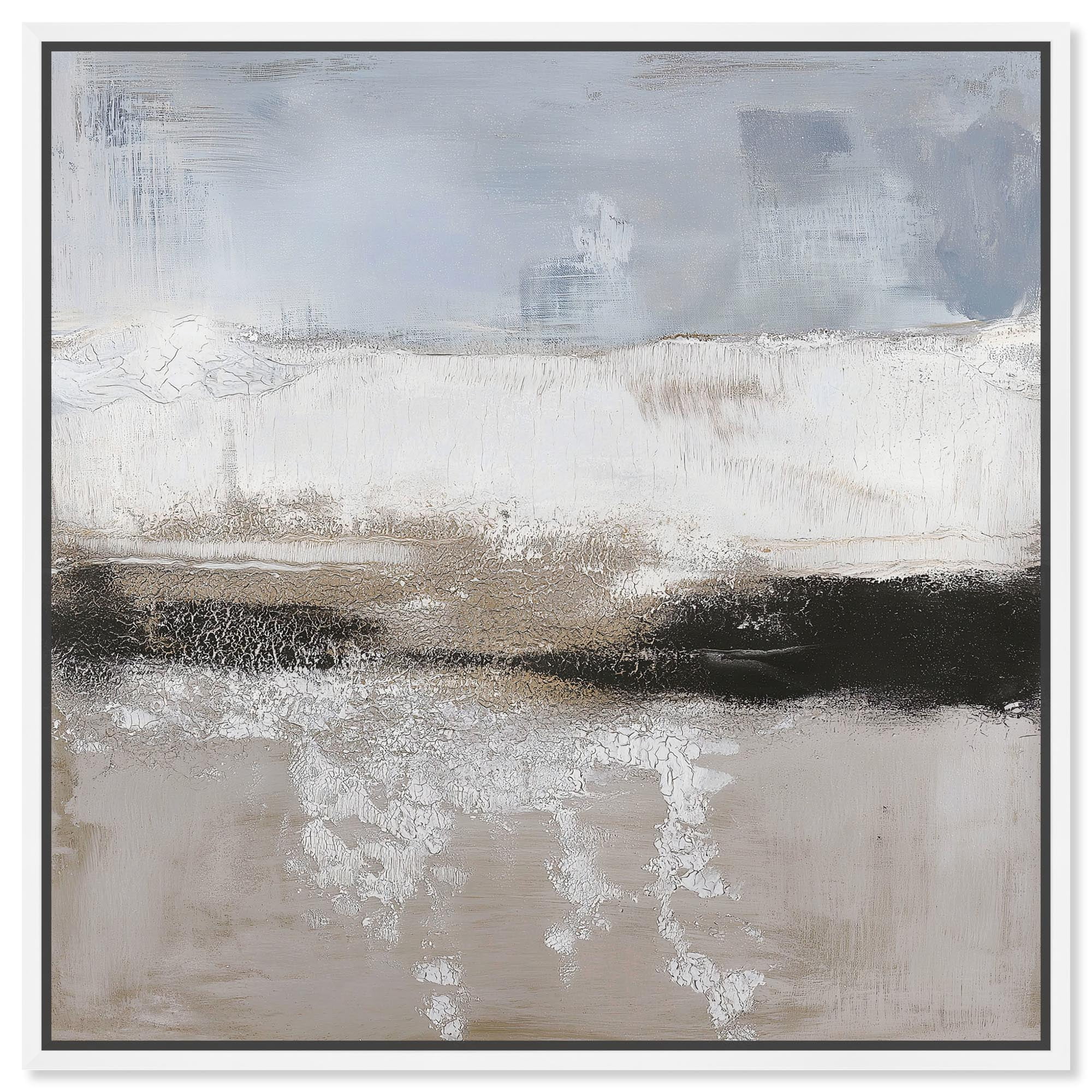 Graphite Depth I Canvas Neutral Abstracts by Art Remedy, White Frame ...