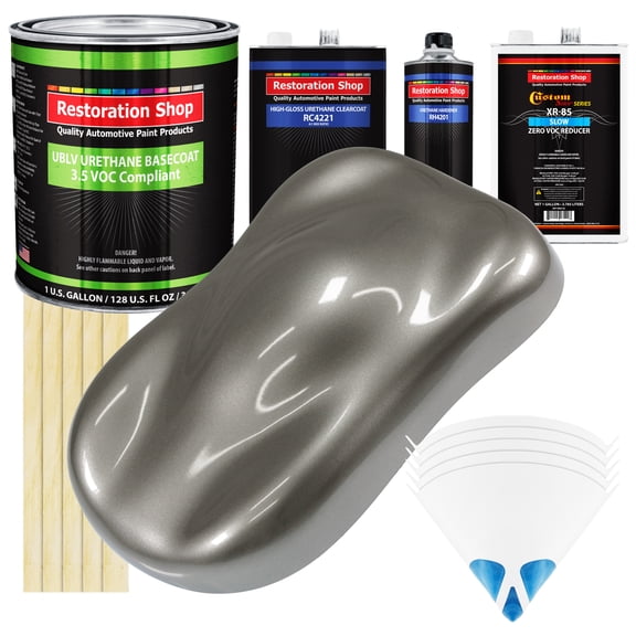 Graphite Gray Metallic Low VOC SLOW Paint 1 Gal Kit URETHANE BASECOAT Clearcoat