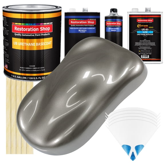 Graphite Gray Metallic SLOW 1 Gallon Auto Paint Kit URETHANE BASECOAT Clearcoat