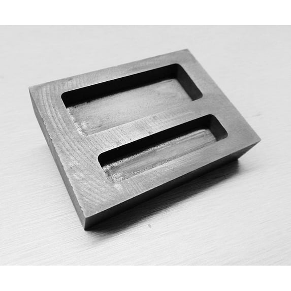 Graphite Ingot Mold 2 Pockets 1/2oz & 1oz Capacity Melting Scrap Gold Make Bars