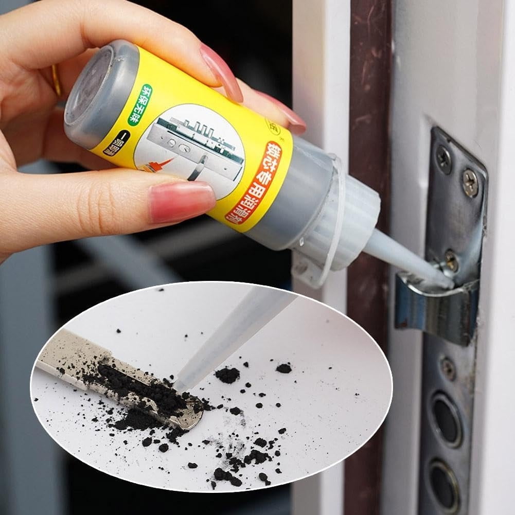 graphite powder lubricant applied to lock cylinder keyhole