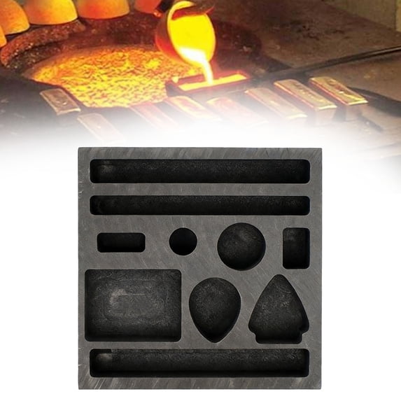 Graphite Mold 1PC for Casting Gold Silver Aluminum Copper Brass, DIY Metal Ornaments Melting Refining, Various Shapes Ingot Mold, 10 Holes