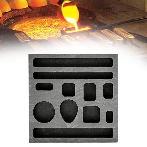 Graphite Mold 1PC for Casting Gold Silver Aluminum Copper Brass, DIY Metal Ornaments Melting Refining, Various Shapes Ingot Mold, 11 Holes
