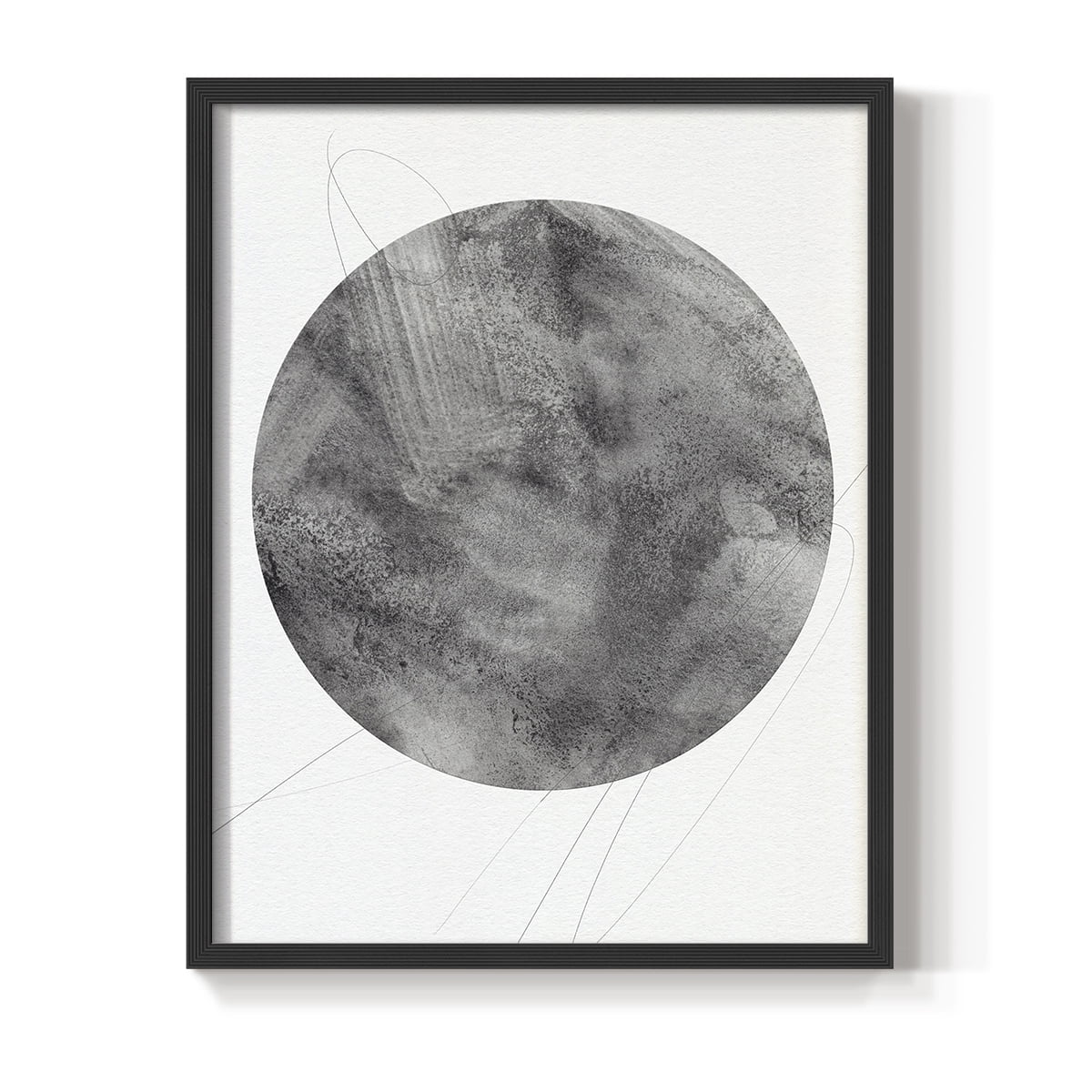 Graphite Moon II Framed Print in Black Solid Wood Framed Print No Nail Hanging