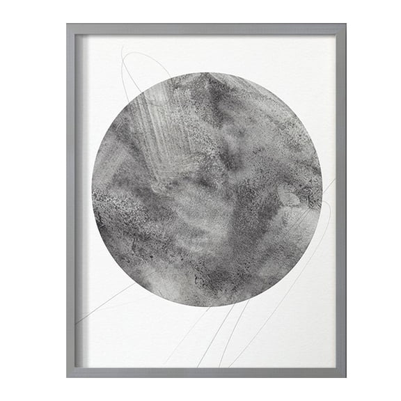 Graphite Moon II Framed Print in Gray Solid Wood Framed Print No Nail Hanging