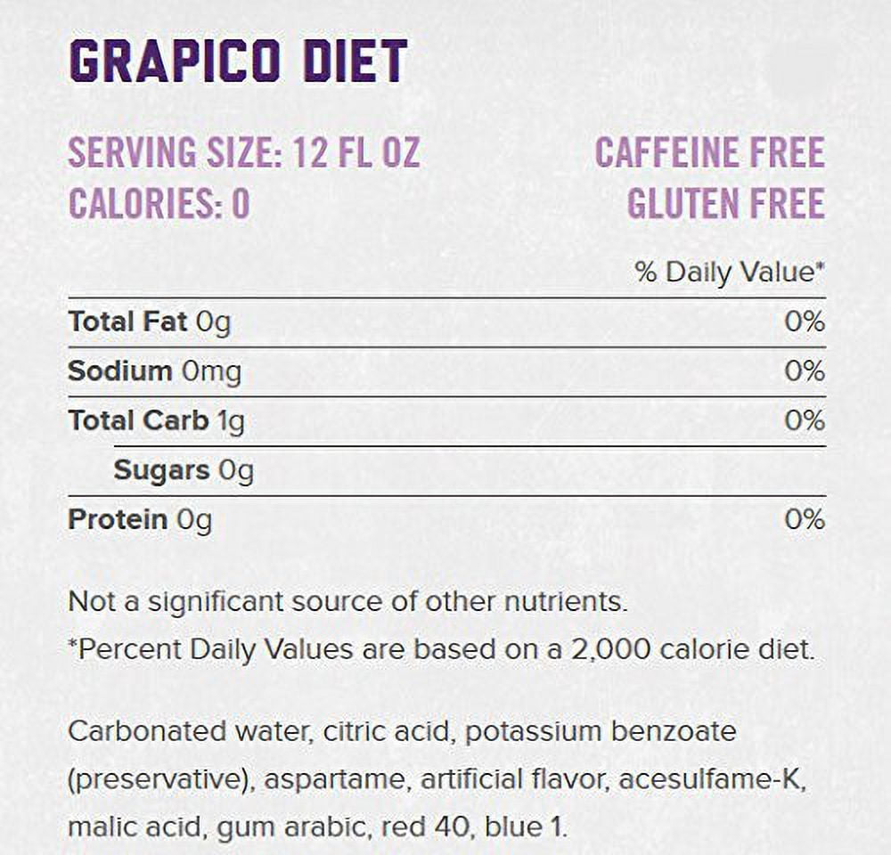 Grapico Diet Sparkling Grape Soda 12 oz cans 12 pack